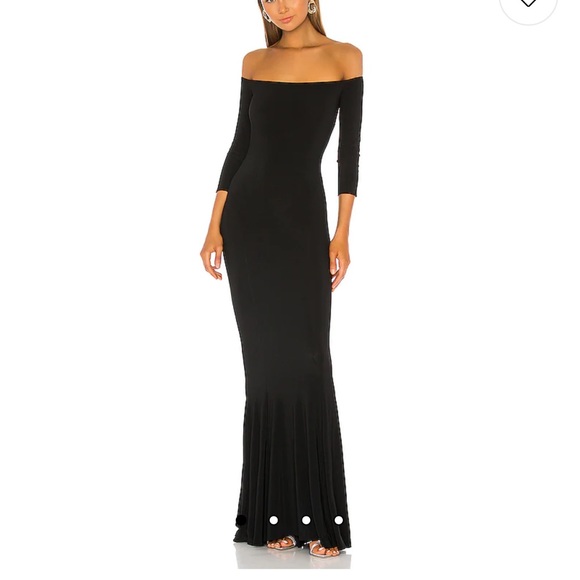 Norma Kamali Off Shoulder Fishtail Gown - Black - Picture 4 of 8